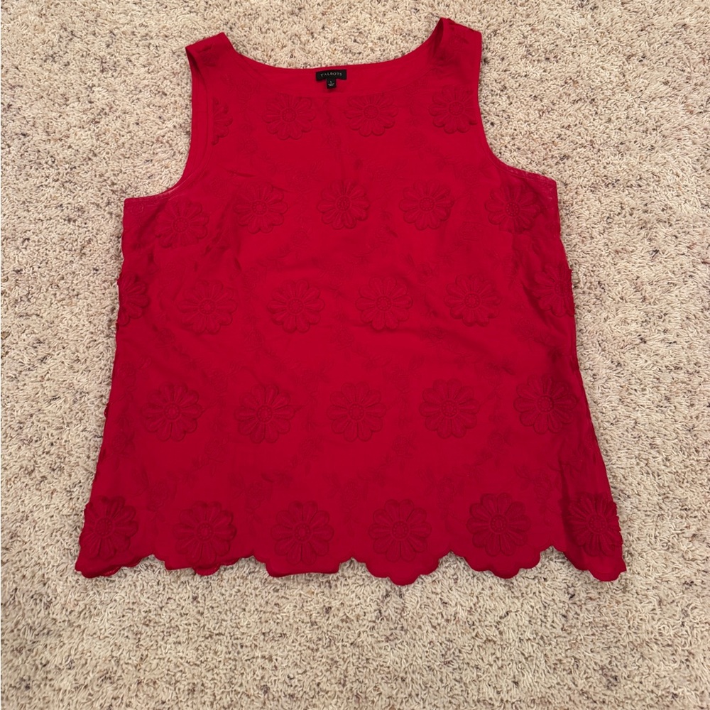 Talbots Red Embroidered Tank Top